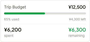 Budget tracker showing shared budget